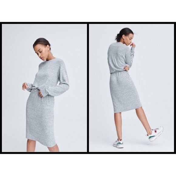 💕RAG & BONE💕 Avryl Long Sleeve Midi Sweater Dress Light Heather Gray Medium M - Picture 3 of 16